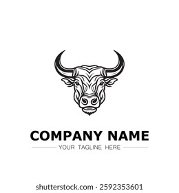 Bull icon logo vector image black and white illustration