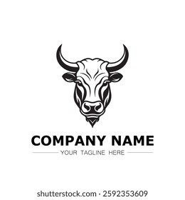 Bull icon logo vector image black and white illustration