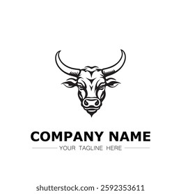 Bull icon logo vector image black and white illustration