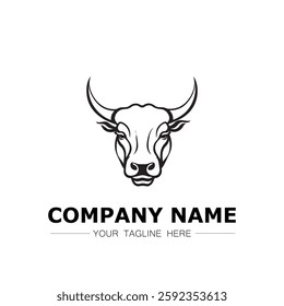 Bull icon logo vector image black and white illustration