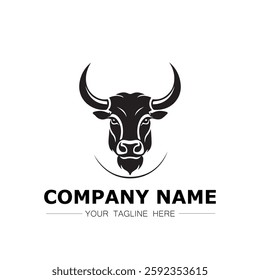 Bull icon logo vector image black and white illustration