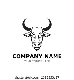 Bull icon logo vector image black and white illustration