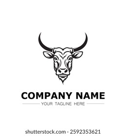 Bull icon logo vector image black and white illustration