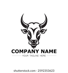 Bull icon logo vector image black and white illustration