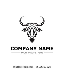 Bull icon logo vector image black and white illustration