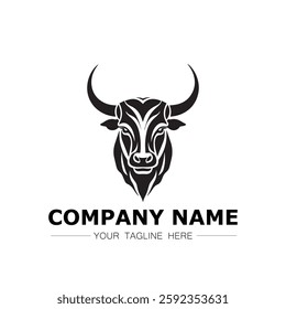 Bull icon logo vector image black and white illustration