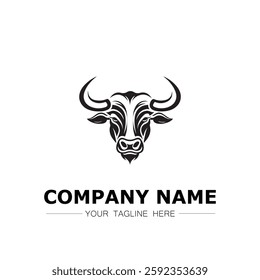 Bull icon logo vector image black and white illustration