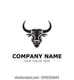 Bull icon logo vector image black and white illustration