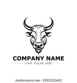 Bull icon logo vector image black and white illustration