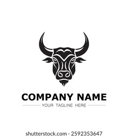 Bull icon logo vector image black and white illustration