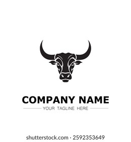 Bull icon logo vector image black and white illustration