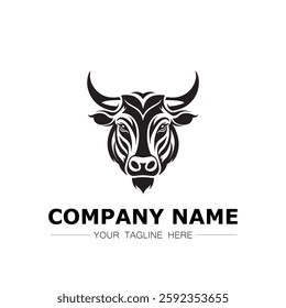 Bull icon logo vector image black and white illustration