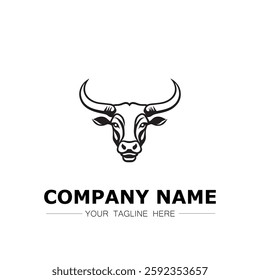 Bull icon logo vector image black and white illustration