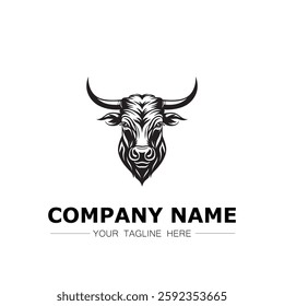 Bull icon logo vector image black and white illustration