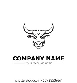 Bull icon logo vector image black and white illustration