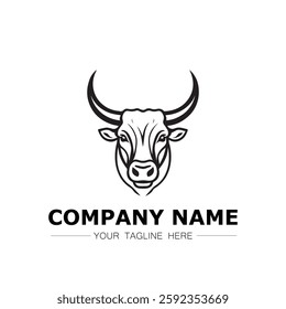 Bull icon logo vector image black and white illustration