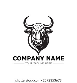 Bull icon logo vector image black and white illustration