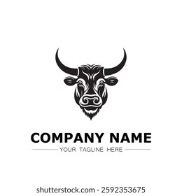 Bull icon logo vector image black and white illustration