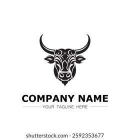 Bull icon logo vector image black and white illustration