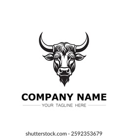 Bull icon logo vector image black and white illustration