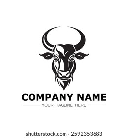 Bull icon logo vector image black and white illustration