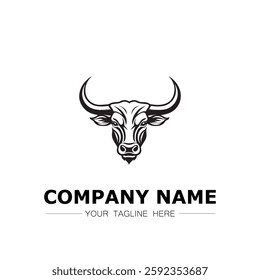 Bull icon logo vector image black and white illustration