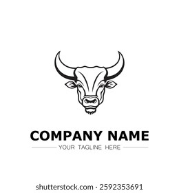 Bull icon logo vector image black and white illustration