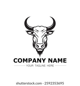 Bull icon logo vector image black and white illustration