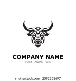 Bull icon logo vector image black and white illustration