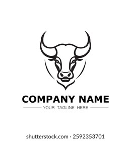 Bull icon logo vector image black and white illustration