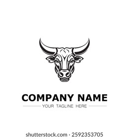 Bull icon logo vector image black and white illustration