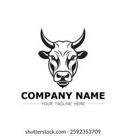 Bull icon logo vector image black and white illustration