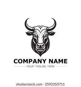 Bull icon logo vector image black and white illustration