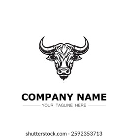 Bull icon logo vector image black and white illustration