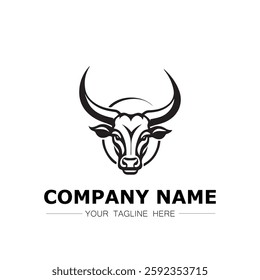 Bull icon logo vector image black and white illustration