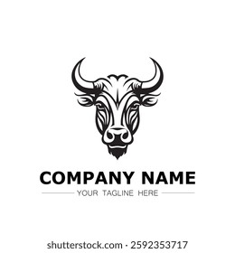 Bull icon logo vector image black and white illustration