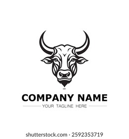 Bull icon logo vector image black and white illustration