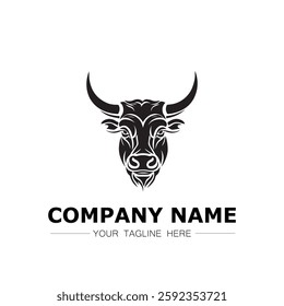 Bull icon logo vector image black and white illustration