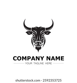 Bull icon logo vector image black and white illustration