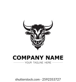 Bull icon logo vector image black and white illustration