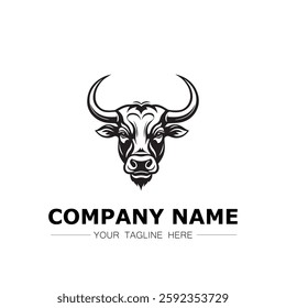 Bull icon logo vector image black and white illustration