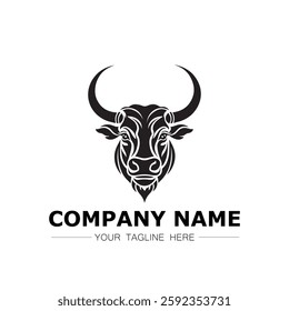 Bull icon logo vector image black and white illustration