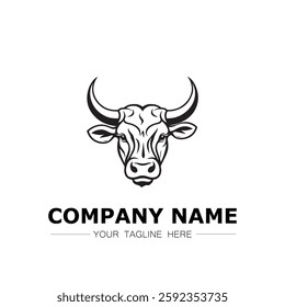 Bull icon logo vector image black and white illustration