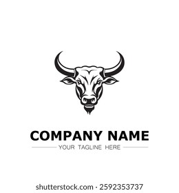 Bull icon logo vector image black and white illustration