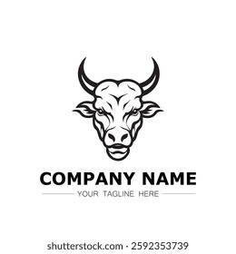 Bull icon logo vector image black and white illustration