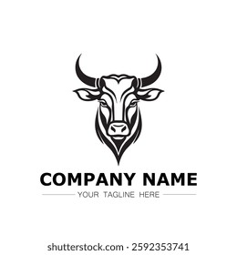 Bull icon logo vector image black and white illustration