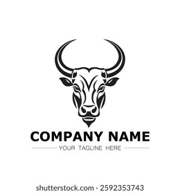 Bull icon logo vector image black and white illustration