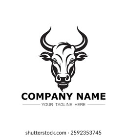 Bull icon logo vector image black and white illustration