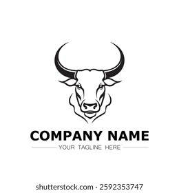 Bull icon logo vector image black and white illustration