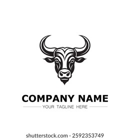 Bull icon logo vector image black and white illustration